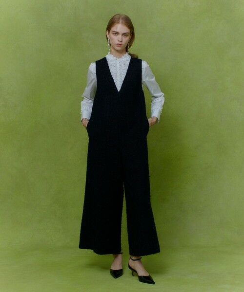 allureville / アルアバイル サロペット・オールインワン | 【LOULOU WILLOUGHBY】ファンシーツイードオールインワン(ネイビー (65))