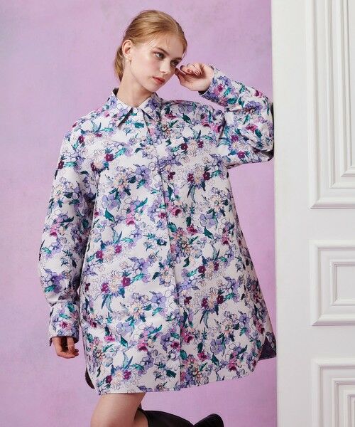allureville / アルアバイル ミニ丈・ひざ丈ワンピース | 【LOULOU WILLOUGHBY】LIMONTAフラワージャガードシャツワンピース | 詳細3