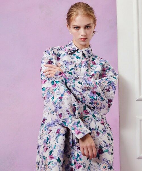 allureville / アルアバイル ミニ丈・ひざ丈ワンピース | 【LOULOU WILLOUGHBY】LIMONTAフラワージャガードシャツワンピース | 詳細4