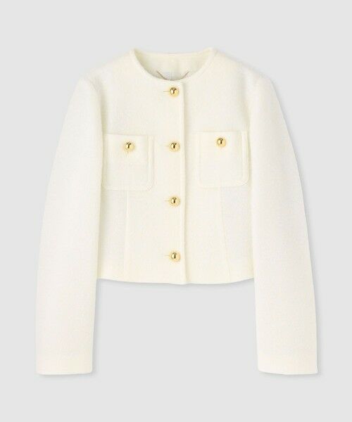 allureville / アルアバイル ノーカラージャケット | ブークレーノーカラージャケット(オフホワイト (02))