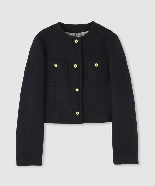 allureville / アルアバイル ノーカラージャケット | ブークレーノーカラージャケット(ブラック (95))