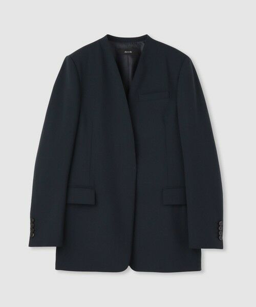 allureville / アルアバイル ノーカラージャケット | ストレッチノーカラージャケット（ネイビー (65)）