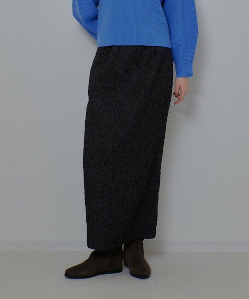 allureville / アルアバイル ミニ・ひざ丈スカート | フクレジャガードペグトップスカート(ブラック (95))