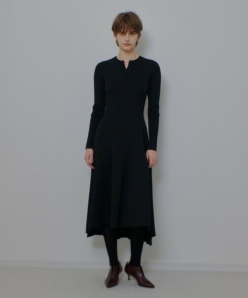 allureville / アルアバイル ロング・マキシ丈ワンピース | コンシールフロントマチフレアリブワンピース | 詳細1