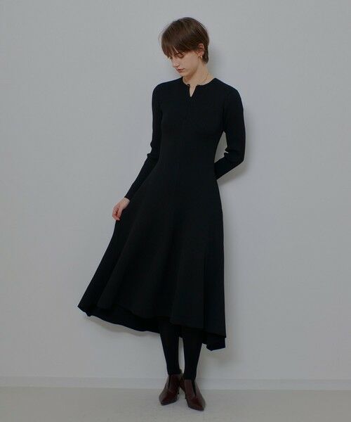 allureville / アルアバイル ロング・マキシ丈ワンピース | コンシールフロントマチフレアリブワンピース | 詳細2