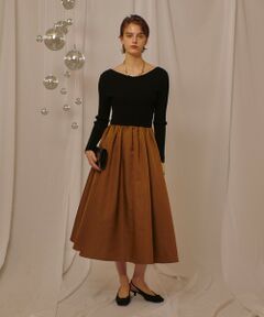 allureville / アルアバイル ロング・マキシ丈ワンピース | タフタドッキングニットワンピース