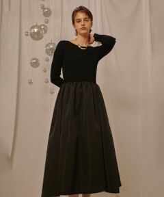 allureville / アルアバイル ロング・マキシ丈ワンピース | タフタドッキングニットワンピース