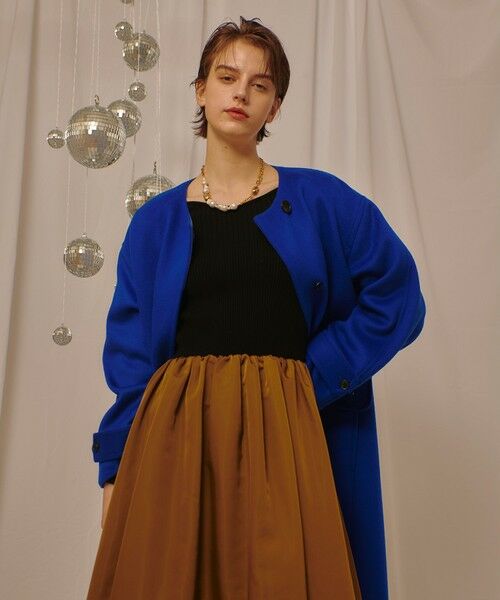 allureville / アルアバイル ロング・マキシ丈ワンピース | タフタドッキングニットワンピース | 詳細1