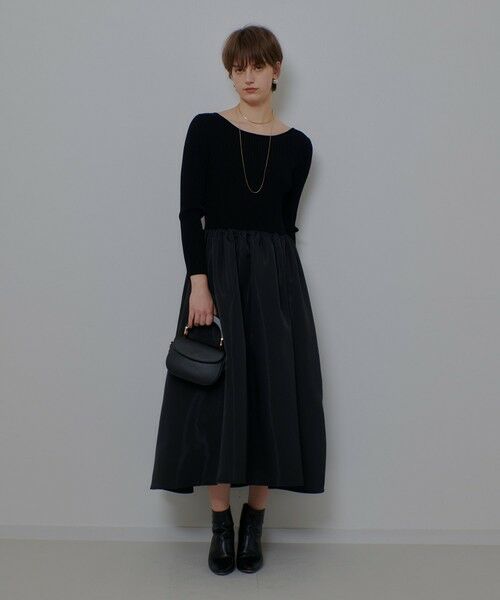 allureville / アルアバイル ロング・マキシ丈ワンピース | タフタドッキングニットワンピース | 詳細9