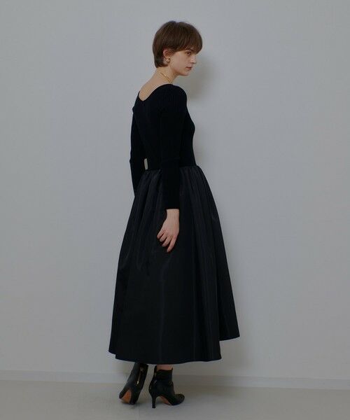 allureville / アルアバイル ロング・マキシ丈ワンピース | タフタドッキングニットワンピース | 詳細12