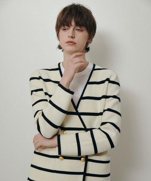 allureville / アルアバイル カーディガン・ボレロ | ガーターノーカラーニットジャケット | 詳細1