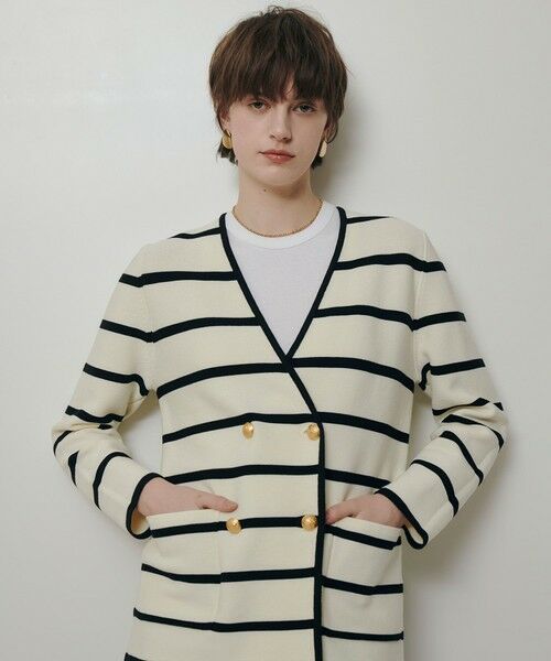 allureville / アルアバイル カーディガン・ボレロ | ガーターノーカラーニットジャケット（ブラック系 (98)）