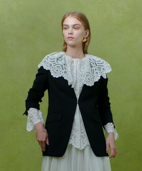 allureville / アルアバイル ノーカラージャケット | 【LOULOU WILLOUGHBY】ダブルクロスノーカラージャケット | 詳細1