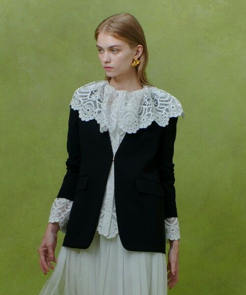 allureville / アルアバイル ノーカラージャケット | 【LOULOU WILLOUGHBY】ダブルクロスノーカラージャケット | 詳細3