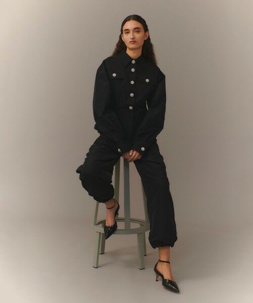 allureville / アルアバイル サロペット・オールインワン | 【LOULOU WILLOUGHBY】タフタビジュー釦オールインワン(ブラック (95))