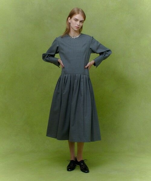 allureville / アルアバイル ロング・マキシ丈ワンピース | 【LOULOU WILLOUGHBY】ウールトロローウエストワンピース | 詳細1