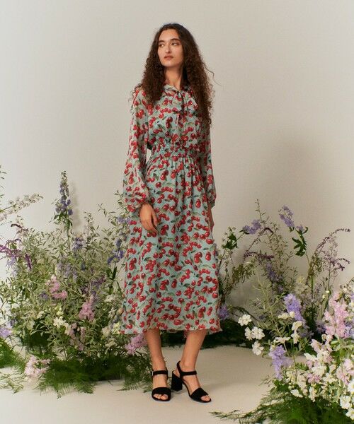 allureville / アルアバイル ロング・マキシ丈ワンピース | 【LOULOU WILLOUGHBY】LISAチェリープリント リボンワンピース | 詳細1