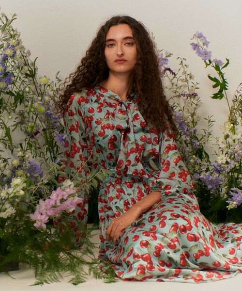 allureville / アルアバイル ロング・マキシ丈ワンピース | 【LOULOU WILLOUGHBY】LISAチェリープリント リボンワンピース | 詳細3
