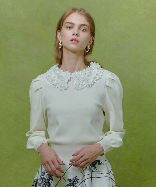 allureville / アルアバイル ニット・セーター | 【LOULOU WILLOUGHBY】フラワー衿付プルオーバー | 詳細1