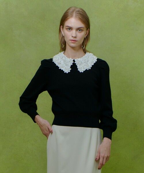 allureville / アルアバイル ニット・セーター | 【LOULOU WILLOUGHBY】フラワー衿付プルオーバー | 詳細11