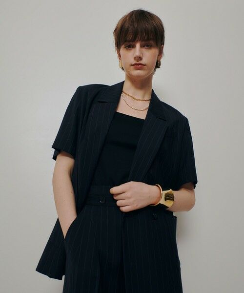 allureville / アルアバイル テーラードジャケット | ＴＷストライプハーフスリーブジャケット（ネイビー (67)）