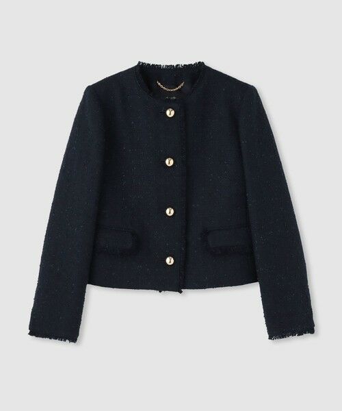 allureville / アルアバイル ノーカラージャケット | ツィードノーカラージャケット(ネイビー (65))