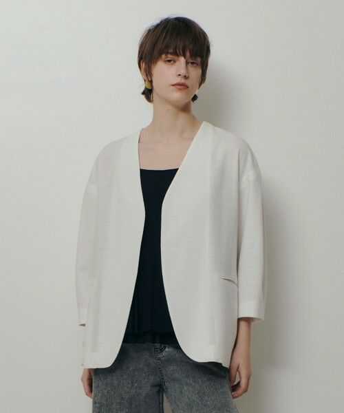 allureville / アルアバイル ノーカラージャケット | ハーフスリーブカラーレスジャケット | 詳細1