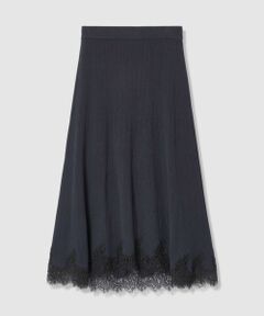 allureville / アルアバイル ミニ・ひざ丈スカート | レースドッキングニットスカート