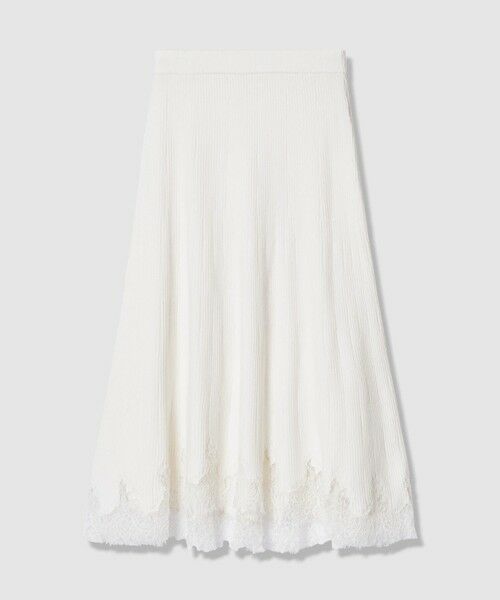 allureville / アルアバイル ミニ・ひざ丈スカート | レースドッキングニットスカート（アイボリー (04)）