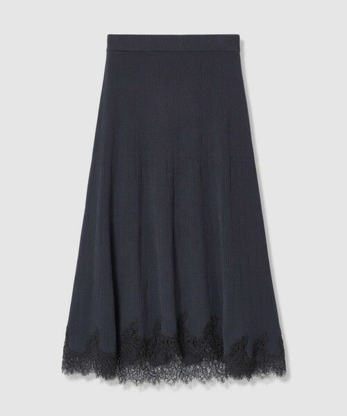 allureville / アルアバイル ミニ・ひざ丈スカート | レースドッキングニットスカート（ネイビー (65)）