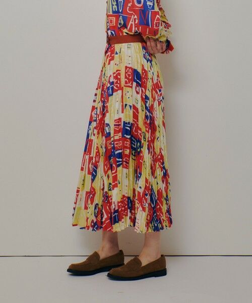 allureville / アルアバイル ミニ・ひざ丈スカート | パッチワークプリントプリーツスカート | 詳細1