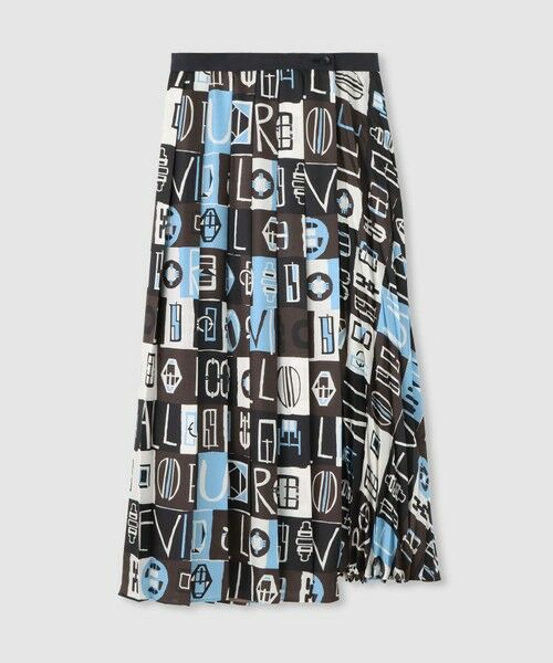 allureville / アルアバイル ミニ・ひざ丈スカート | パッチワークプリントプリーツスカート（ブラウン (81)）