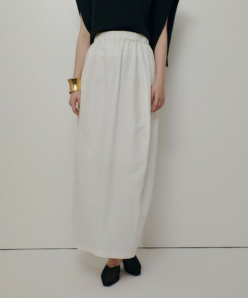 allureville / アルアバイル ミニ・ひざ丈スカート | リネンラミーコクーンスカート（オフホワイト (02)）