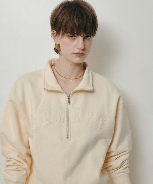 allureville / アルアバイル カットソー | ハーフジップ刺繍プルオーバー | 詳細1