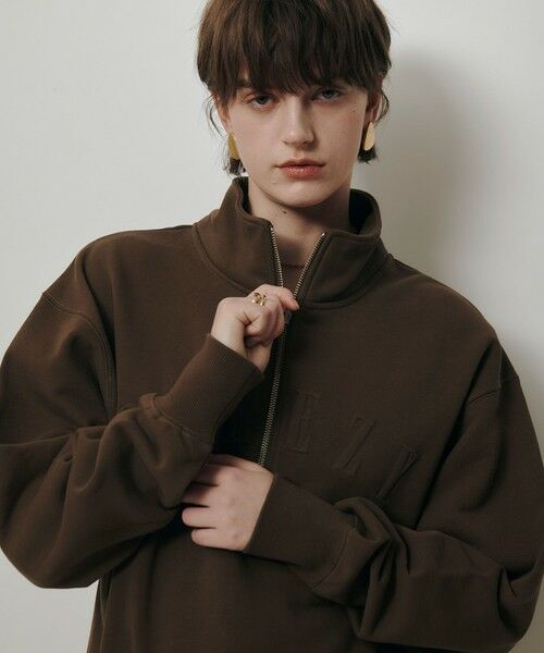 allureville / アルアバイル カットソー | ハーフジップ刺繍プルオーバー（カーキ (76)）