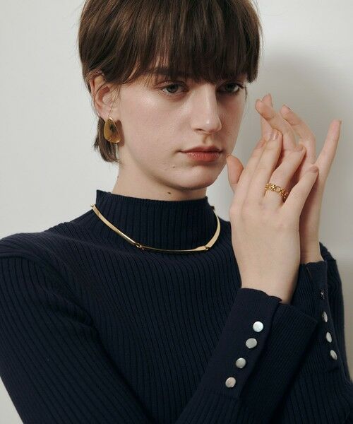 allureville / アルアバイル ニット・セーター | レースドッキングリブプルオーバー（ネイビー (65)）