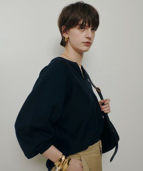 allureville / アルアバイル ニット・セーター | コットンインレードルマンスリーブプルオーバー（ネイビー (65)）