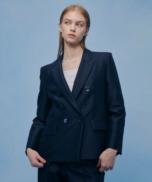 allureville / アルアバイル テーラードジャケット | 【LOULOU WILLOUGHBY】シルクウールツイルダブルジャケット(ネイビー (65))