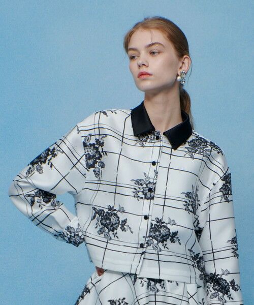 allureville / アルアバイル シャツ・ブラウス | 【LOULOU WILLOUGHBY】ＳＩＬＫ　ＣＯフラワーチェックシャツブラウス（ホワイト系 (08)）