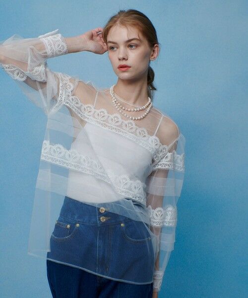 allureville / アルアバイル シャツ・ブラウス | 【LOULOU WILLOUGHBY】チュールレースブラウス（ホワイト (01)）