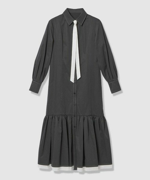 allureville / アルアバイル ロング・マキシ丈ワンピース | 【LOULOU WILLOUGHBY】メモリーツイルティアードシャツワンピース（ブラック (95)）