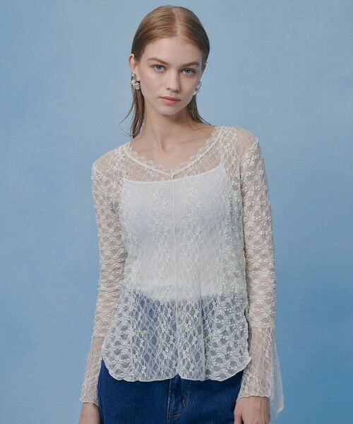 allureville / アルアバイル カットソー | 【LOULOU WILLOUGHBY】ベルスリーブレースプルオーバー | 詳細1
