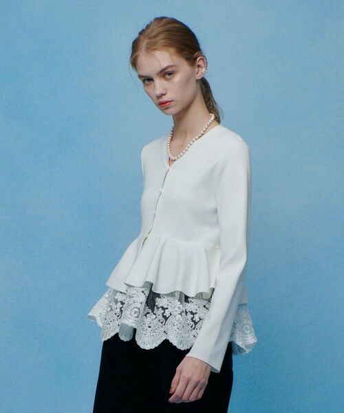 allureville / アルアバイル カーディガン・ボレロ | 【LOULOU WILLOUGHBY】レースレイヤーペプラムカーディガン | 詳細1