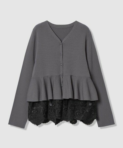 allureville / アルアバイル カーディガン・ボレロ | 【LOULOU WILLOUGHBY】レースレイヤーペプラムカーディガン（グレー (92)）