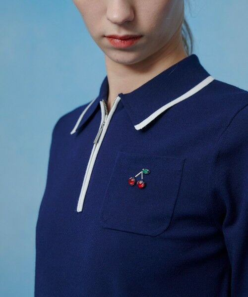 allureville / アルアバイル ポロシャツ | 【LOULOU WILLOUGHBY】ＣＨＥＲＲＹビジューＰＯＬＯ（ネイビー (65)）
