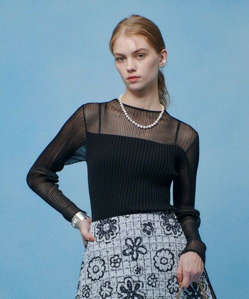 allureville / アルアバイル ニット・セーター | 【LOULOU WILLOUGHBY】シアーキリカエプルオーバー（ブラック (95)）