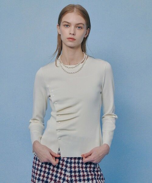 allureville / アルアバイル ニット・セーター | 【LOULOU WILLOUGHBY】ドレープアシメプルオーバー（オフホワイト (02)）