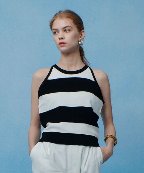 allureville / アルアバイル ニット・セーター | 【LOULOU WILLOUGHBY】カノコワイドボーダータンク（ブラック系 (98)）