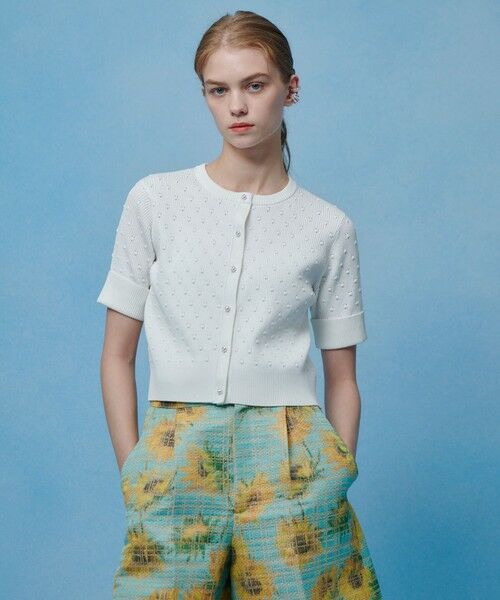 allureville / アルアバイル カーディガン・ボレロ | 【LOULOU WILLOUGHBY】アイレット半袖カーディガン | 詳細2