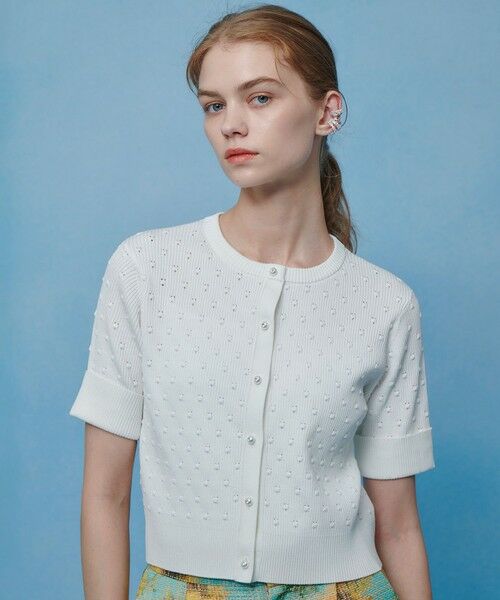 allureville / アルアバイル カーディガン・ボレロ | 【LOULOU WILLOUGHBY】アイレット半袖カーディガン（オフホワイト (02)）